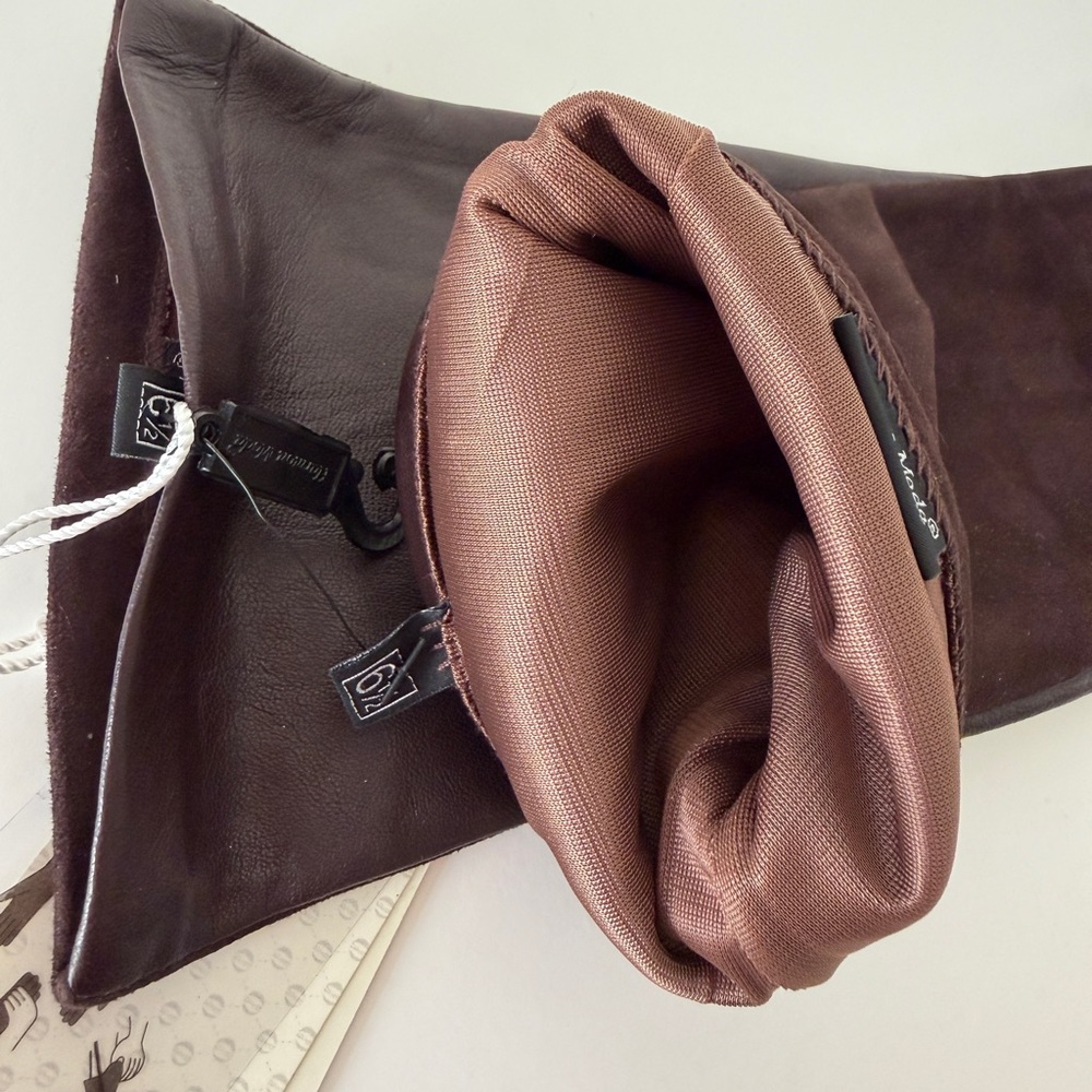 NWT Long Leather & Suede Opera Gloves Brown Premium 6.5 - Picture 6 of 10